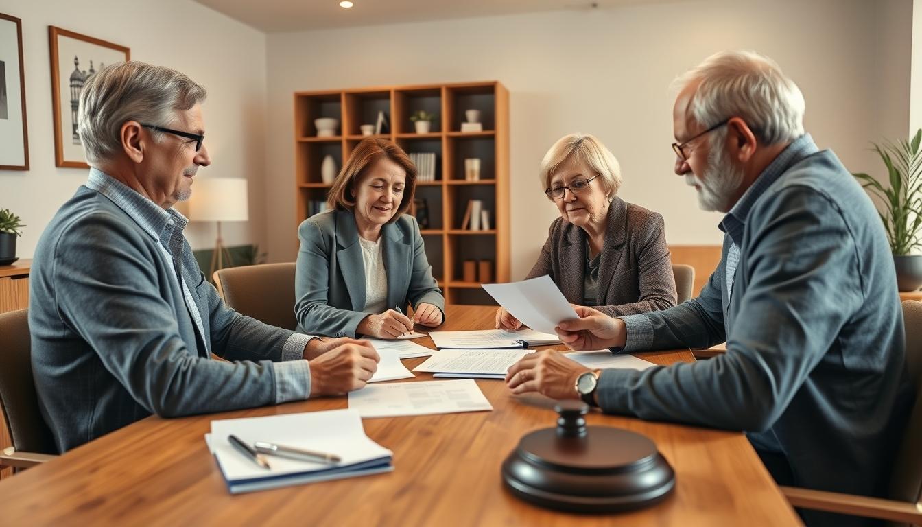 Family reviewing legal documents
